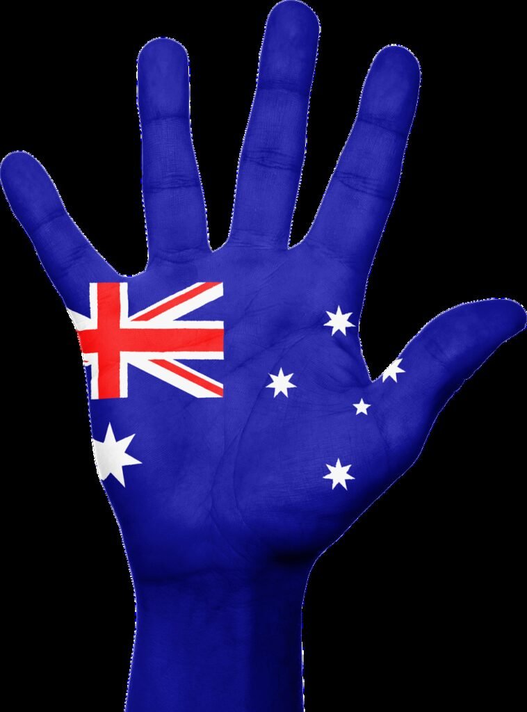 australia, flag, hand