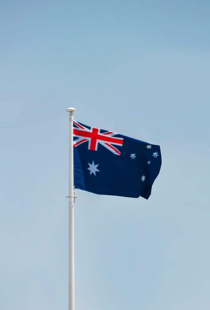 a blue flag on a flagpole